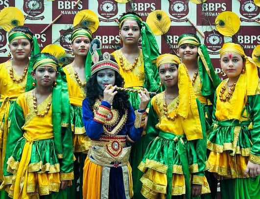 Students celebrated the festival of Janmashtami