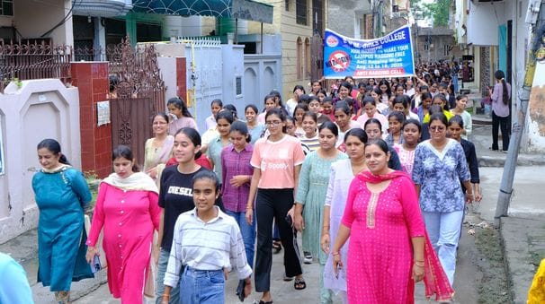Awareness rally taken out by girl students against ragging