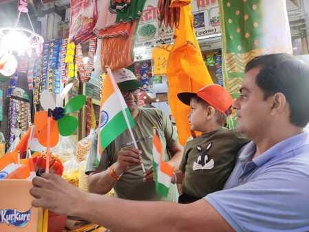 The spirit of patriotism is spreading, markets are decorated in the colours of the tricolour