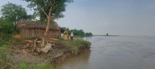 Saryu flowing three cm above the danger mark