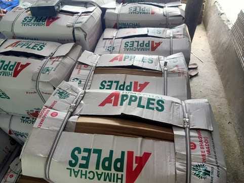 Apples are being packed in six layers in the mandis