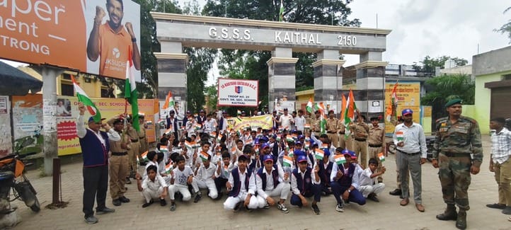 Tiranga Yatra taken out in Government Senior Secondary School, Kaithal