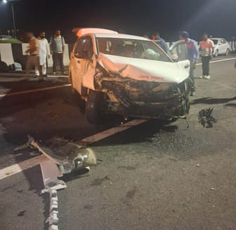 MLA's car collided with a divider, four people injured