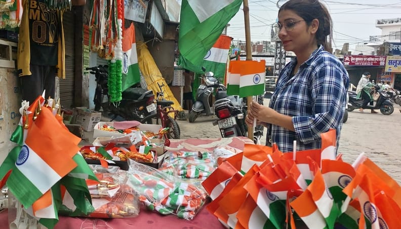 Tricolour being sold in the market