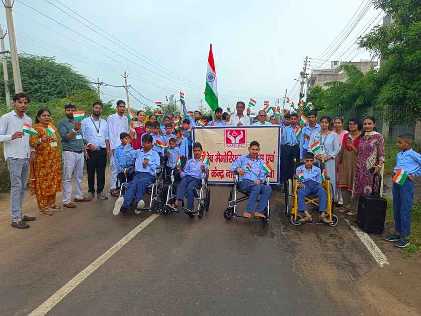 Disabled children took out a tricolor march