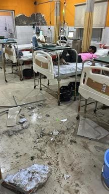 A piece of the roof of the dialysis center broke off, but the patients survived