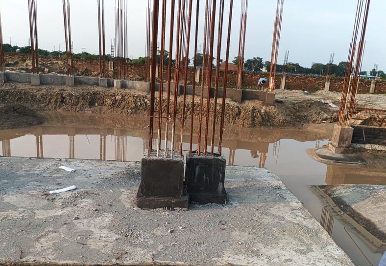 Construction work is stuck in the rain... new work cannot be started
