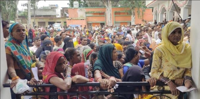 Women stood in line for hours for fertilizer during Nirjala Vrat
