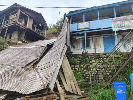 Pre-primary school building damaged in Dharmapur Madhan Panchayat