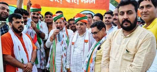 BJP took out a tricolor march from Shahpur to Budhana
