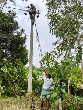 Electricity was cut off in many places due to falling of trees and punctured insulators