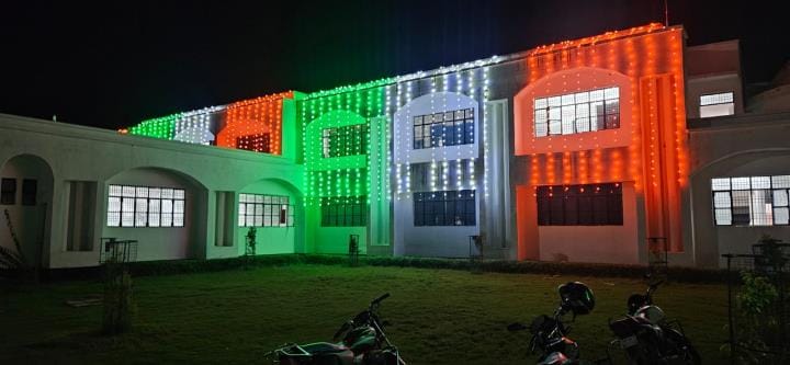 Joy on the occasion of Independence Day, buildings glittering