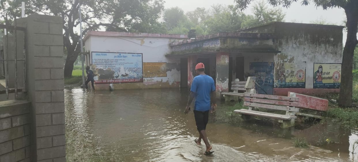 Waterlogging in Datouda Panchayat Bhawan premises, causing problems