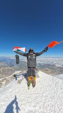 Narendra hoisted the tricolour on Europe's highest peak Mount Elbrus