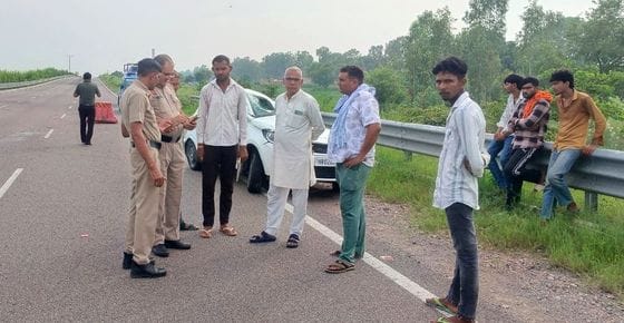 When the tyre burst, the car collided with the divider, woman died