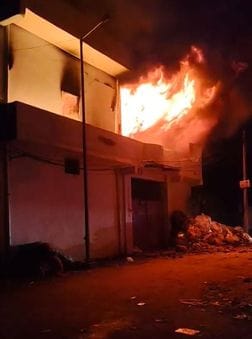 Fire breaks out in plastic granule manufacturing factory, two-storey building collapses
