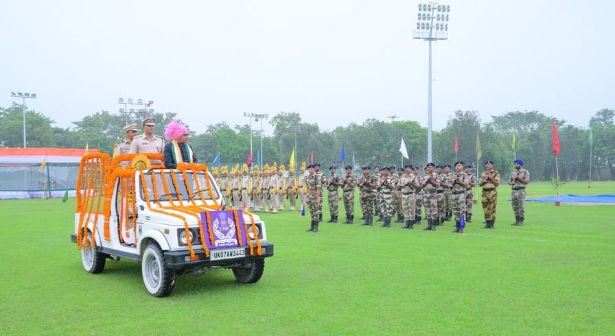 Women police contingent in parade and Guru Ramdas School first in group dance