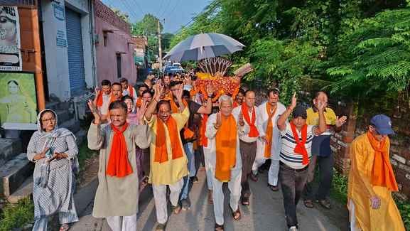On Janmashtami, butter and sugar candy were offered and tableaus were also taken out