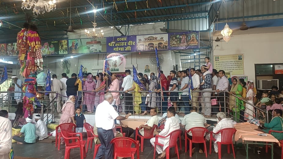 Devotees gathered at the shrine of Goga Peer