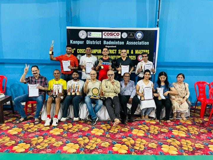 Rishabh champion in men's category and Shreyanshi champion in women's category in district badminton championship
