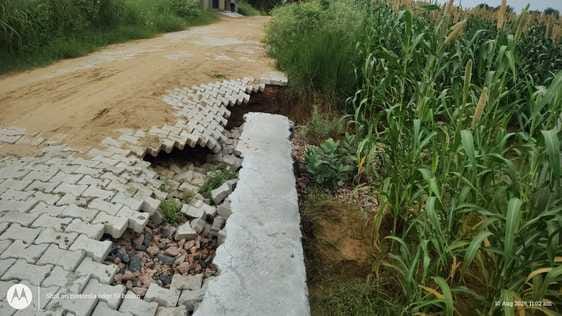 The road constructed at a cost of Rs 84 lakhs got damaged in two months