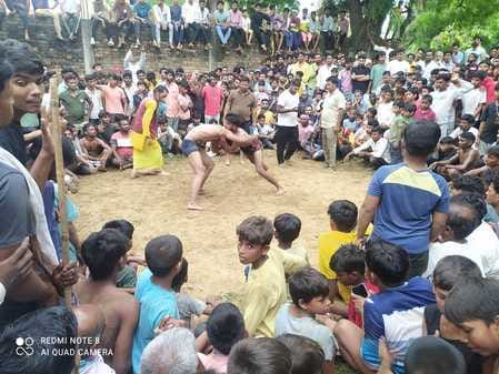 Rakesh won the wrestling by defeating Mahendra