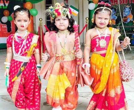 Cambridge Convent children decorated a tableau on the occasion of Janmashtami