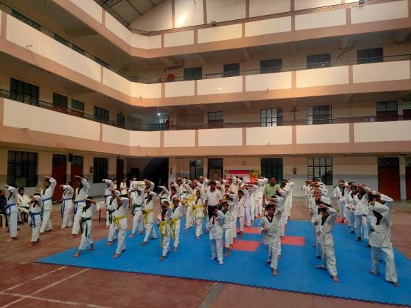Players showed their talent in Taekwondo color belt promotion test