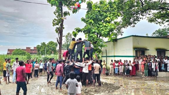 Dahi Handi festival held in Barwa Bazaar
