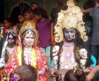 The tableaus included in the procession taken out on Janmashtami captivated the mind