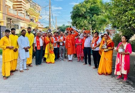 Shrimad Bhagwat Katha was started with a grand Kalash Yatra