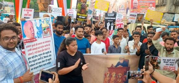 Animal lovers registered their protest by taking out a march