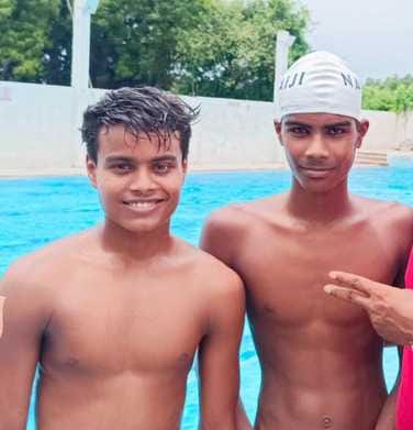 Five gold and one silver medals were won on the first day of state level swimming competition
