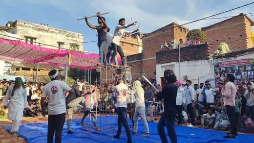 Youth presented traditional games in the arena