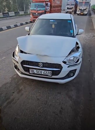 When the truck applied brakes, the canter and the car collided