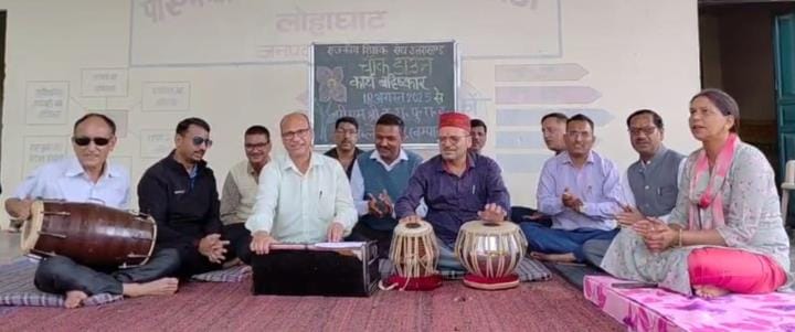 After a checkdown, the teachers handed over tabla, harmonium and dholak