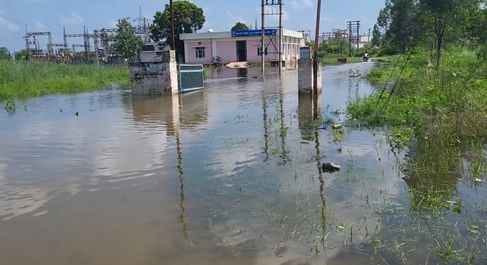 Waterlogging in the power house, water filled up to about one foot