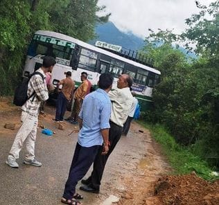 Government bus crashes, 15 passengers escape unhurt