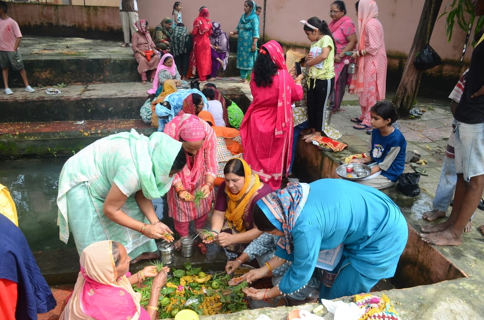 Women prayed on the banks of rivers, ponds and stepwells to have children
