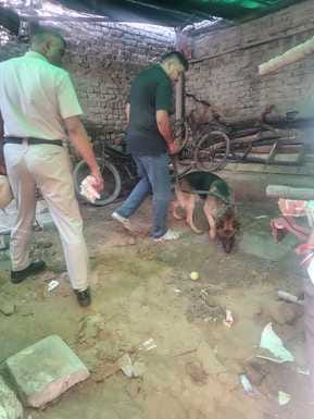 Police along with dog squad searched Valmiki Basti