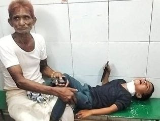 Three dogs attacked a child playing outside the poultry farm and injured him