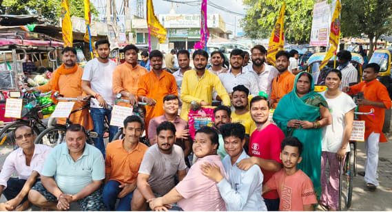 The group left for Khatu Shyam by bicycle