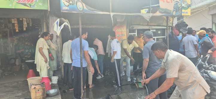 A fire broke out in the shop due to the spark of incense stick lit for worship