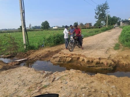 Path cut to drain rain water
