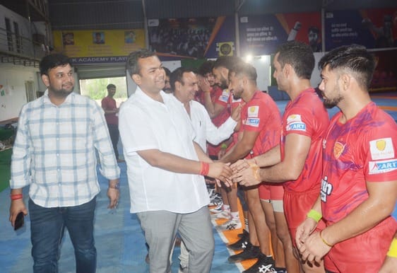 The team of Dabang Delhi and the team of BK Kabaddi Academy sweated it out