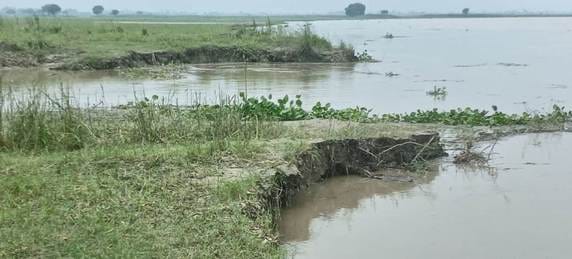 Erosion intensifies due to decrease in water level of Ghaghra river