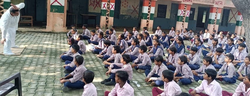Yoga practice was conducted for students in the government school of BalaurYoga practice was conducted for students in the government school of Balaur