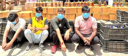 Liquor smuggled to Bihar caught, four arrested