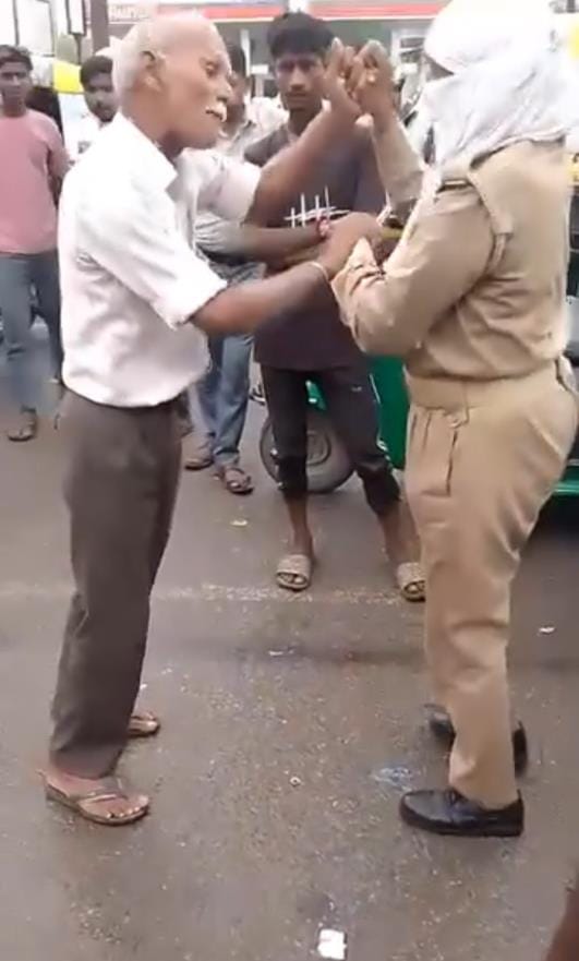 Dispute between female home guard and auto driver, video goes viral