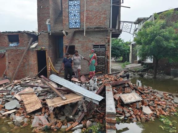 House collapsed due to flood in Mohini Nagar